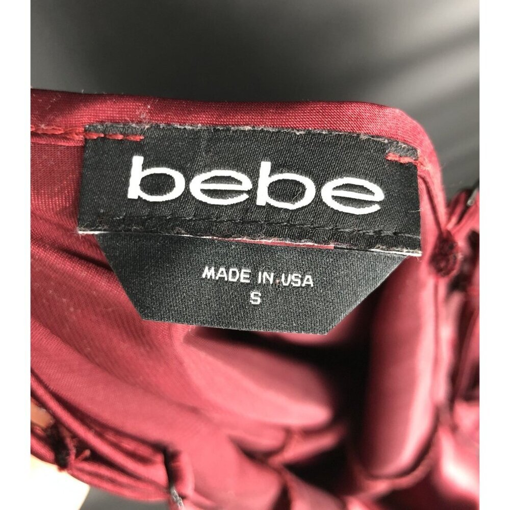 Bebe Satin Slip Dress Size S Burgundy Cowl Neck Midi Y2k Dance Prom Evening Date - Picture 3 of 11